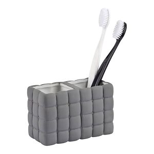 Wenko Double Cube Toothbrush Holder Grey 12.5 x 10.5cm Wenko Double Cube Toothbrush Holder Grey 12.5 x 10.5cm
